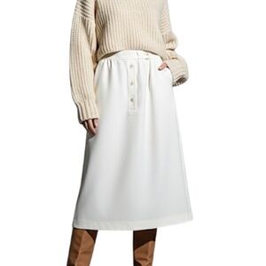 Vintage 70s Canadian made ivory white old money retro a line midi skirt 13/14